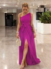 Elegant Long Dress Off The Shoulder Leg Slit Women