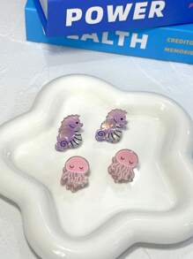 8个海洋系列迷你发夹，女士刘海夹、侧夹，适合作为生日礼物、节日礼物，发爪夹、发夹、发卡、发夹、发夹、发卡、发饰，秋冬季女士度假装扮必备，夏季海滩风情。 - 彩色 - 查看 4