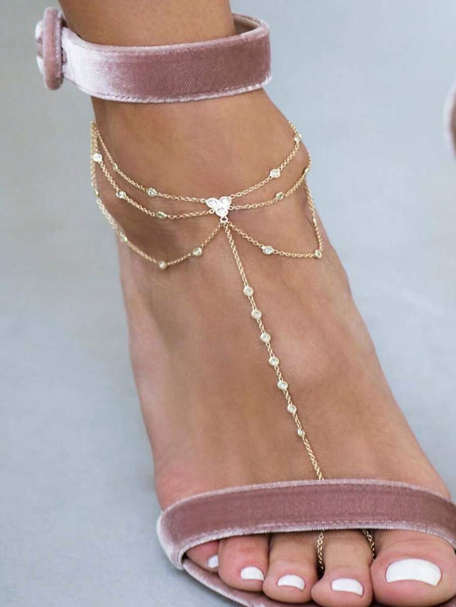 1pc Fashionable Multi-Layer Chain Linked Finger Hand Chain, Unique Design Bracelet - Multicolor - View 1