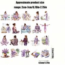 1 opakowanie Vintage Purple Series Wygodne naklejki dekoracyjne do domu do czytania, picia kawy, prowadzenia dziennika, cięcia DIY, notatnika, pamiętnika, albumu ze zdjęciami, artykułów szkolnych, dekoracyjnych naklejek - Fioletowy - Zobacz 3