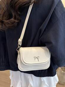 Bolsa de silla de montar con lazo y unicolor, bolso bandolera y cruzado versátil para mujeres con decoración de herrajes, apto para compras, carteras, jóvenes, estudiantes universitarios, recién llegados y trabajadores de cuello blanco. Es muy adecuado para oficinas, universidades, trabajo, negocios, trayectos, actividades al aire libre, viajes y salidas