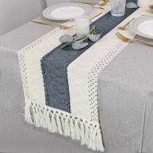 1 pezzo Runner da tavolo bohémien in macramè per decorazioni per la casa, runner da tavolo in macramè color crema e marrone con nappe per il decoro boho di sala da pranzo e camera da letto, rustico per doccia nuziale, runner da tavolo stile fattoria, tovaglietta, decorazioni per la casa per il Ringraziamento e il Natale (disponibile in varie misure)