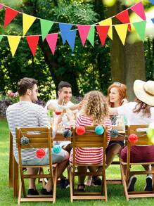 50 pièces Guirlande de fanions en tissu colorés, drapeaux triangulaires bicolores, pour mariages, anniversaires, fêtes, décorations de chambres et de jardins, guirlande pour ouverture officielle - Drapeaux de célébration universels pour l'extérieur