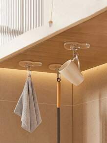 1,5,10,20 piezas Ganchos de pared transparentes y resistentes - Fácil de instalar, sin necesidad de perforar, ganchos de plástico con diseño de corazón para la cocina y el baño, de vuelta al colegio