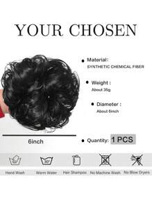 接发自然造型卷发凌乱发髻发箍儿童黑色 6 英寸合成发束年轻自然儿童假发日常假发 - 彩色 - 查看 5
