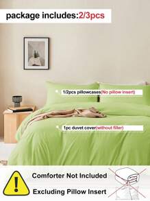 2/3 pièces Ensemble de housses de couette ultra douces et unies, literie avec sensation nuageuse légère, housse de couette*1 taie d'oreiller*1/2, vert pastel, s'adapte parfaitement aux lits de tailles simple, double, grand et queen