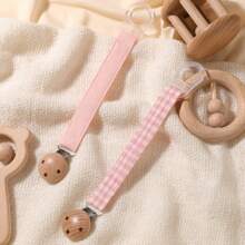 2 件/包带松紧带的奶嘴夹 | 婴儿奶嘴链夹 | 通用奶嘴夹，带山毛榉木扣，适用于婴儿出牙玩具牙胶 | 男孩女孩的理想婴儿礼物 - 彩色 - 查看 16