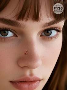 1pc Titanium Opal Threadless Push-In Nose Studs 20G Flower Multi-Functional CZ Crystal Nose Earrings Studs Screw Studs Nose Five-Pointed Star Square Hypoallergenic L-Shaped Eye Nose Studs Body Piercing Jewelry, 5A Grade Cubic Zirconia Nose Nails For Woman Girls Man Daily Wear Halloween Nose Studs Piercing Jewelry For Summer Travel, Wedding, Party, Birthday, Daily Matching, Nice Gift For Friends - Multicolor - View 2