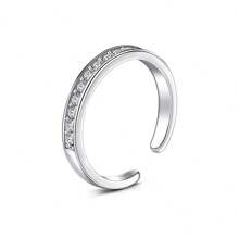 Toe Rings For Women Adjustable Toe Rings Open Cuff Toe Rings CZ Daisy Moonstone Ring Band Rings Beach Foot Jewelry - Silvery - View 10