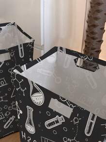 1 Rectangular Storage Basket With Interest Print Pattern, Foldable Box With Handle, Dirty Clothes Basket, Suitable For Living Room And Kitchen Clutter, Ideal For Organizing Socks And Accessories Home Bedroom Clothes Storage Organizer Closet Organization And Storage - Multicolor - View 3