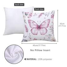 MEMNUN 4件套，尺寸分别为17.7*17.7英寸（45*45厘米）、19.69*19.69英寸（50*50厘米）和15.75*15.75英寸（40*40厘米），“温馨家园”水彩蝴蝶印花涤纶抱枕套，粉色，单面印花，不含枕芯，家居装饰，适用于室内/室外，客厅、卧室、沙发、汽车等，是馈赠亲朋好友的完美礼物。 - 彩色 - 查看 3