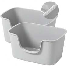 Caja de arena para gatos, caja de arena extragrande - Blanco - Ver 2