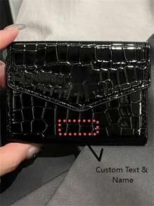 [Customized]Personalized Custom Letter Name Crocodile Faux Leather Pattern Card Storage Bag, Personalized Multi-Card Position, Ultra-Thin And Compact Women's Bag Card Holder,New Year Glamour - Multicolor - View 10