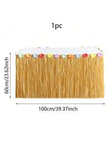 1 pieza Falda de mesa tropical hawaiana de color amarillo paja, decoración reutilizable y de fácil colocación para fiestas luau, bodas en la playa y eventos al aire libre