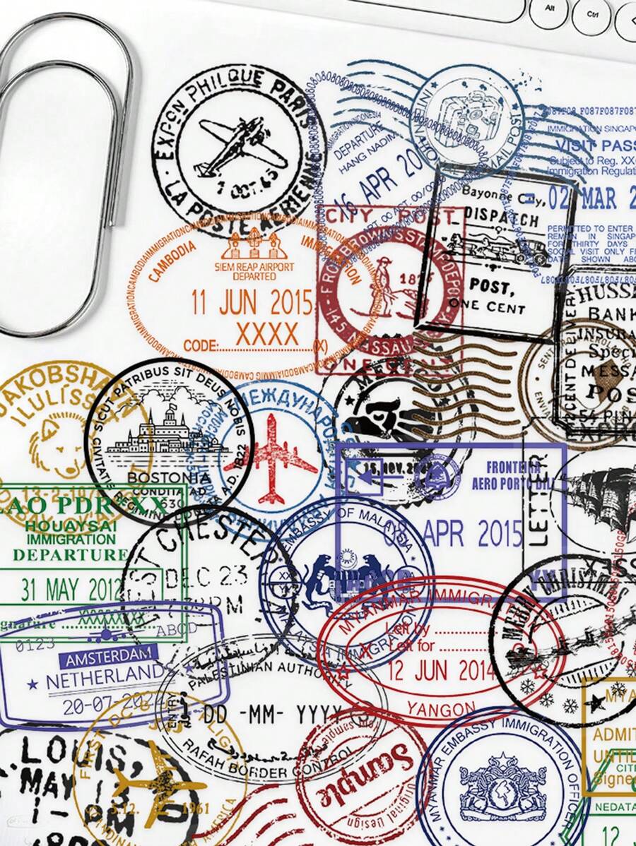 60pcs Vintage Postmark Stickers Laptop Handbook Cell Phone Case PET Material Stickers,School Supplies,Back To School - Multicolor - View 1
