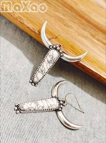 طقم مجوهرات مكون من قلادة وخاتم وأقراط بتصميم غربي عتيق مخصص للنساء، متعدد الألوان لتناسب أي إطلالة