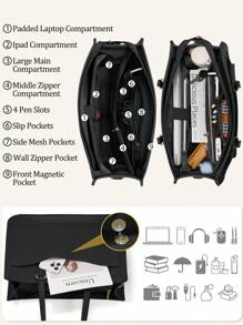 NEWHEY Laptop Bag For Women 15.6 Inch Leather Tote Bag 2pcs Set Professional Work Bag Large Office Computer Bag Teacher Bag - Multicolor - View 8