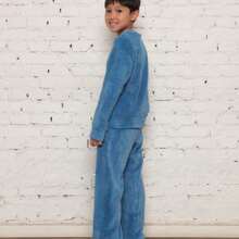 ***Check The Measurements Carefully*** Children's Pajama Set/Fleece Ultra Soft/Boy, Unisex. - 水鴨藍 - 查看 6