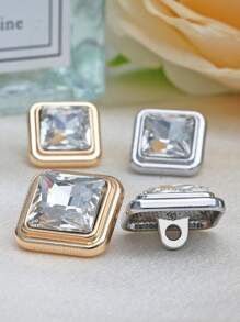 8 pièces/set Boutons carrés en métal avec faux cristaux et pierres précieuses, polyvalents pour chemises, cardigans, pulls, vestes, décoration, artisanat DIY, couture, bijoux, sacs