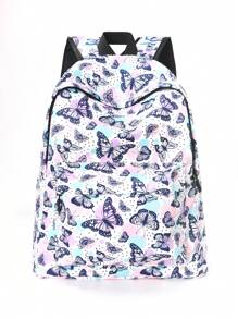 1pc Big Kids Girls Fashion Casual Purple Butterfly Print Backpack Primary School Middle School Students Large Capacity Multi-Layer Schoolbag Highly Attractive Adjustable Shoulder Strap Girls Backpack Can Hold A4 Paper Books Laptop Suitable For Daily Campus Travel Holiday Gift
