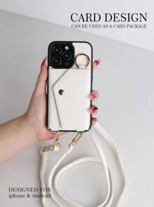 1 件钱包式手机壳带挂绳，斜挎皮革手机支架，防摔，适用于 Apple 17、17 Air、16e、15、14、13、12、11 Pro Max、14、15 Plus、Galaxy S21、S22、S23、S24、S25 Plus/Ultra、Pixel 5A 5G、6、7、8 Pro - 白色 - 查看 9