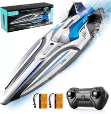 2025 Gray Remote Control Boat 20+ MPH 2.4GHz Racing Boats RC Boat 1~2 Batteries Children's Gifts, Birthday Gifts, Holiday Gifts - Multicolor - View 1
