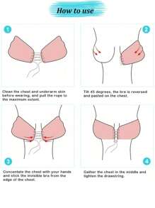 1pair Invisible Stick-On Lift Bra, Strapless Strappy Push Up Self-Adhesive Bra, Women's Lingerie Accessories Sticky Bra,Strapless Sticky Bra Open Back Bra Invisible Bra Silicone Nipple Cover Boob Pads Women's Push Up Bra - Multicolor - View 6