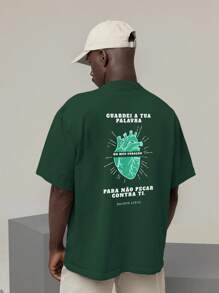Camiseta Oversized Unissex Gospel 100% Algodão – Estampa Cristã | Fé, Deus, Jesus, Versículos Bíblicos | Moda Evangélica, Streetwear Cristão, Louvor e Adoração | Roupas para Cultos e Eventos | Presente Perfeito para Cristãos - Verde Militar - Visão 2