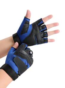 1 Pair Men's Half-Finger Outdoor Sports Cycling Gloves, Thickened & Anti-Slip Palms, For Training