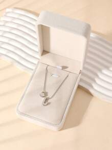 1 Fashion Simple Stainless Steel Love Letters Ladies Pendant Necklace Suitable For Ladies Daily Wear Holiday Dating Gift Jewellery Mother's Day Gift (With Gift Box)