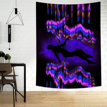 1pc Phantom Body Art Print Tapestry, Wall Decor, Ins Style, Polyester Hanging Wall Tapestry, Living Room Bedroom Office Wall Decoration, Dorm, Home Decor, Party Decor, Rectangle Kitchen Wall Hanging Cloth With Drape, Including 3 Wall Nails And 2 Clips