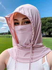 1pc Unisex Ice Silk Sun Shield Balaclava Hat - UV-Resistant Full Face Cover For Cycling - Breathable, Seamless & Adjustable Neck Gaiter Scarf With Drawstring, Outdoor Motorcycle Riding Bicycle Fishing Headgear Hat With Hanging Ears, Sunscreen Face Mask For Women, Cycling Hood For Men - Multicolor - View 9