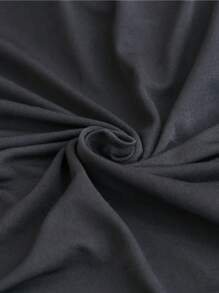 1pc Solid Color Armless Sofa Bed Cover, Printed Knitting Sofa Slipcover, Minimalist Modern Design - Dark Grey - View 9