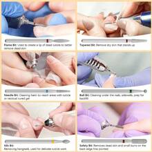 5件套金刚石美甲钻头套装 - 精密修甲磨刀器，带颜色编码刀头，方便识别，适用于卸除亚克力和凝胶指甲油、去除死皮 - 无异味电动指甲锉配件，美甲师用品 - 彩色 - 查看 2