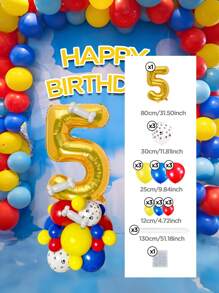 Set de 25 piezas que incluye: Globos con números del 0 al 9 de 32" en rojo/azul/dorado/rosa, Globos de látex con diseño de pata de perro de 12", Globos de látex mixtos de 10" en rojo, amarillo y azul, y Globos largos blancos con forma de hueso de perro. Adecuado para cumpleaños, aniversarios y eventos celebrativos. - Multicolor - Ver 24