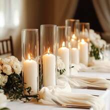 Tomnk 5/20/35/50pcs Glass Cylinder Vases, Glass Candle Holders-4, 6, 8, 9.8, 11.8 Inch Tall Hurricane Floating Glass Candle Holders Clear Flower Vases For Centerpieces Home Table Decor Wedding Party Decorations, Mother's Day Decor, Ideal Mother's Day Gift - trong suốt - Xem 2