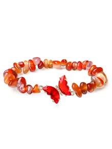 YAUKIA 1 pieza Pulsera de cristales curativos con mariposa, energía de amatista, citrino, aventurina verde, labradorita, brazalete con dije - Joyería de piedras preciosas hecha a mano para mujeres