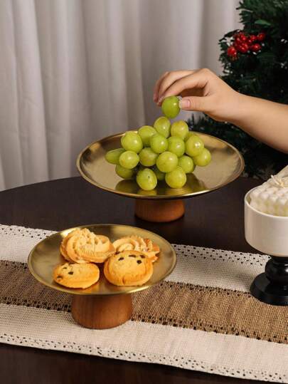 Christmas 1pc Stainless Steel Tray Serving Platter, Multipurpose Dish For Cake, Snacks, Steak, Kitchen, Home, Living Room, Dining Room Decoration, Suitable For Tea Set, Glassware, Candy, Cookies, Bread, Wedding, Party, Gift, Birthday, Anniversary Home Decor New Year Gift