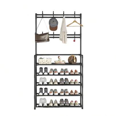 Zapatero metálico de varios niveles - Organizador que ahorra espacio para la entrada, porche, patio, dormitorio, salón - Duradero, fácil de montar, ajustable, diseño compacto para varios tipos de habitaciones, muebles de almacenamiento portátiles