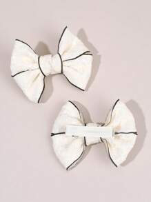 2pcs Lace Flower Hair Bow Clips For Girls, White Black Bow Alligator Clips, Elegant Floral Hair Barrettes, Toddler Girl Pigtail Hair Clips, Spring Birthday Wedding Gift, Kids Hair Accessories.