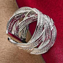 镀银十字编织开口戒指 女士婚礼订婚派对时尚饰品首饰