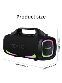 ZEALOT S79 100W 便携式无线音箱，配备 4 个低音炮，带来强劲低音和 3D 环绕立体声，支持移动电源功能，可为手机、平板电脑和电视充电，兼容 TF 卡、USB 和 AUX 音频输入。两个音箱串联可使音量翻倍，适用于汽车、户外、露营和派对等场合。 - 均碼 - 查看 4