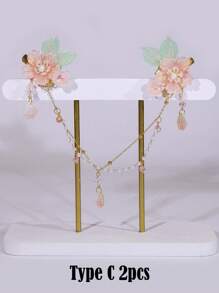 1/2/4 件中国风流苏蝴蝶花发饰套装、发夹、发夹爪夹、学校用品、度假装女士