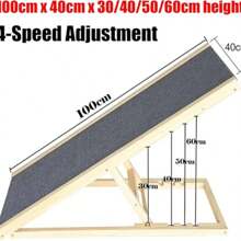 Royalswill Solid Wood Dog Ramp, Non-Slip Ramp, Ribbed Carpet Ramp 70-100cm Size Options, Convenient And Transportable For Dogs Ideal For Sofas, Beds, Chairs Or Cars Folds Flat, Slides Under Sofa - CWPT-70 - View 6