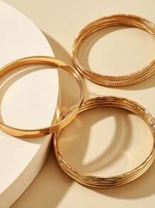 RINTOLER 14pcs Niche Creative Geometric Hollow Handmade Woven Bracelet Set