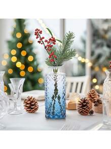 12 件蓝色玻璃花瓶小钻石花瓶中心装饰迷你花瓶桌面装饰中心装饰婚礼、派对、生日招待会家居、乔迁礼物