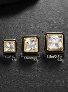 8 pièces/set Boutons carrés en métal avec faux cristaux et pierres précieuses, polyvalents pour chemises, cardigans, pulls, vestes, décoration, artisanat DIY, couture, bijoux, sacs
