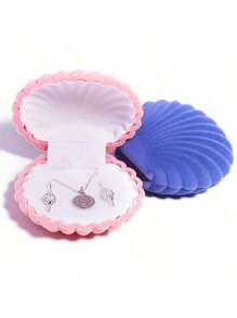 1pc Shell Shape Velvet Jewelry Box Wedding Engagement Ring Box For Earrings Necklace Bracelet Display Gift Box Holder