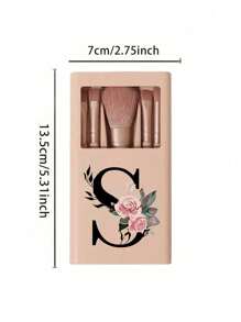5件套便携式化妆刷套装，带镜子，花卉图案及A-Z字母，盒装化妆刷套装，多功能化妆刷套装，带镜盒，迷你多功能化妆笔，粉底刷，眼影刷，新手化妆工具，混合化妆刷收纳盒，化妆刷套装，方便携带，送给女孩的礼物，化妆工具套装，理想礼物，便携式旅行必备品，赠品，专业化妆刷，完整化妆套装 - 卡其色 - 查看 11