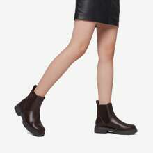 Women's Boots Chelsea Ladies Boot Pull On Fall Fashion Walking Ankle Booties - Brown - View 7